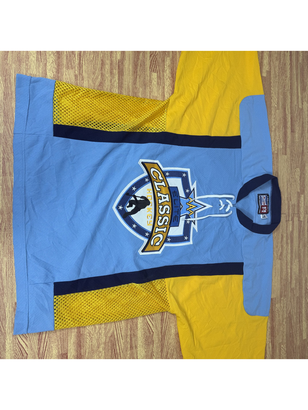Classic 16 light blue and yellow hockey jersey